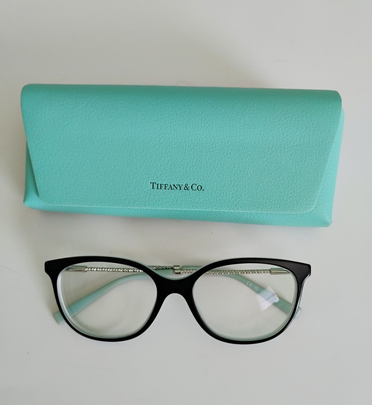 Tiffany & Co TF 2169 Black Blue Cat Eye Eyeglasses Frames Italy