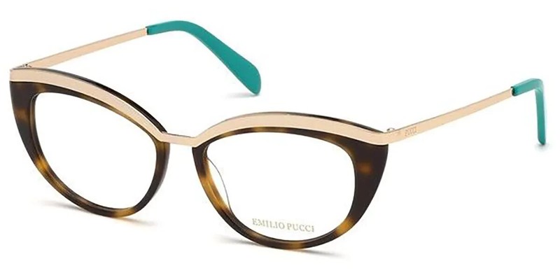 Emilio Pucci EP5092 056 Havana/Gold Plastic Cat Eye Eyeglasses Frame 52-16-140