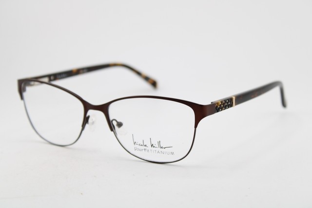 NEW NICOLE MILLER COLUMBUS C02 HAVANA BROWN GUNMETAL AUTHENTIC EYEGLASSES 55-16