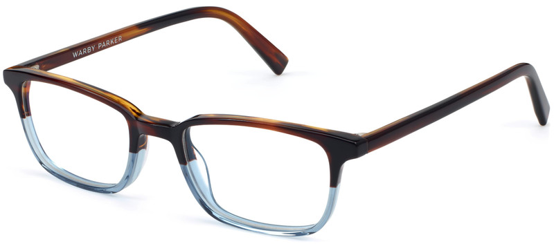 Warby Parker OLIVER Rectangle Eyeglasses EASTERN BLUEBIRD FADE with BOX & CASE