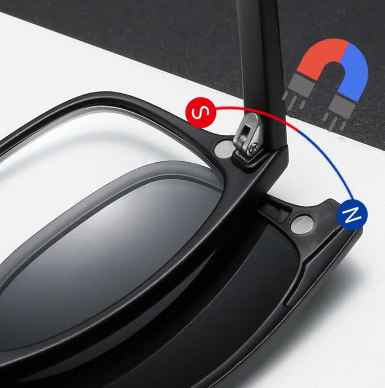 5 in 1 Magnetic Clip On Polarized Sunglasses Men Classic Square Glasses Frames gallery