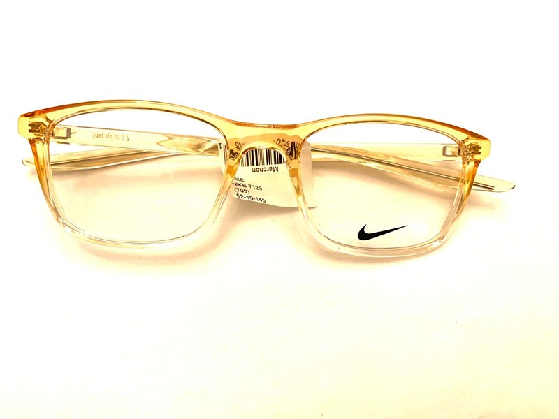 Nike Eyeglasses 7129 709 Orange 52-19-145 with Factory Demo Lenses