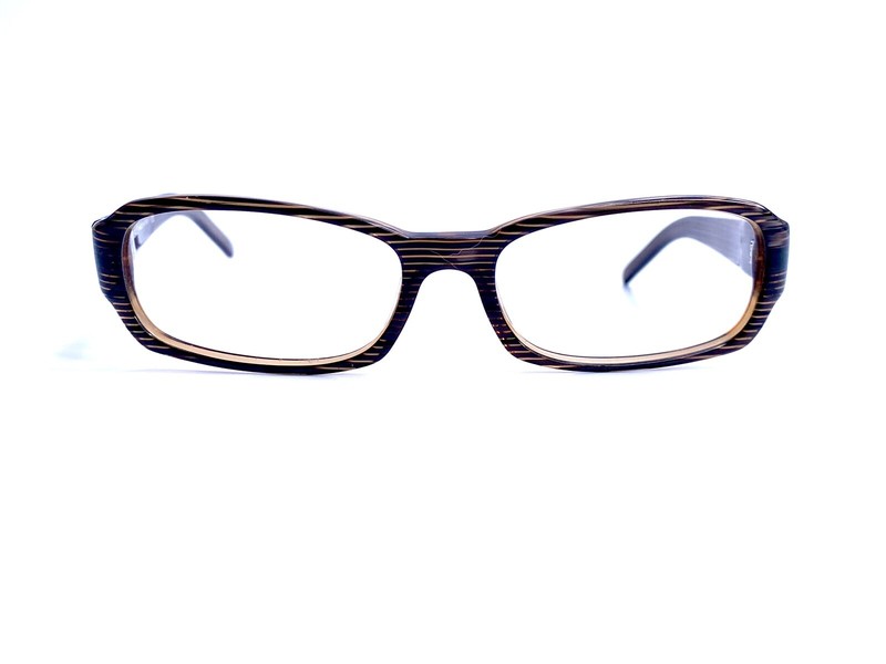 New Versace Brown Gray Clear Rectangular Striped Glasses Italy 53 16 135