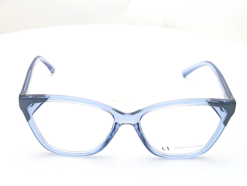 Armani Exchange AX3059 8286 Transp Light Blue/Met Azure Womens Eyeglasses 54mm gallery