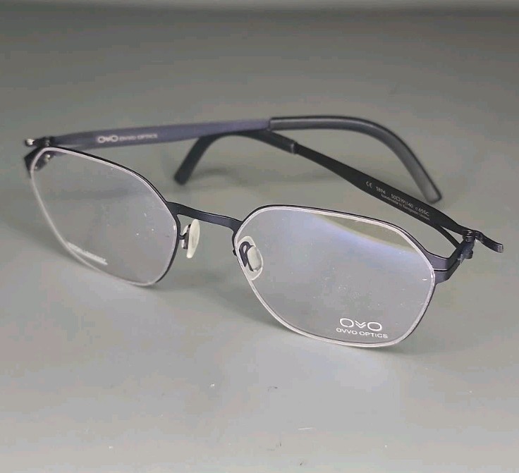 OVVO Optics 3894 Midnight Geometric Handmade Titanium Eyeglass Frame 50/19/140
