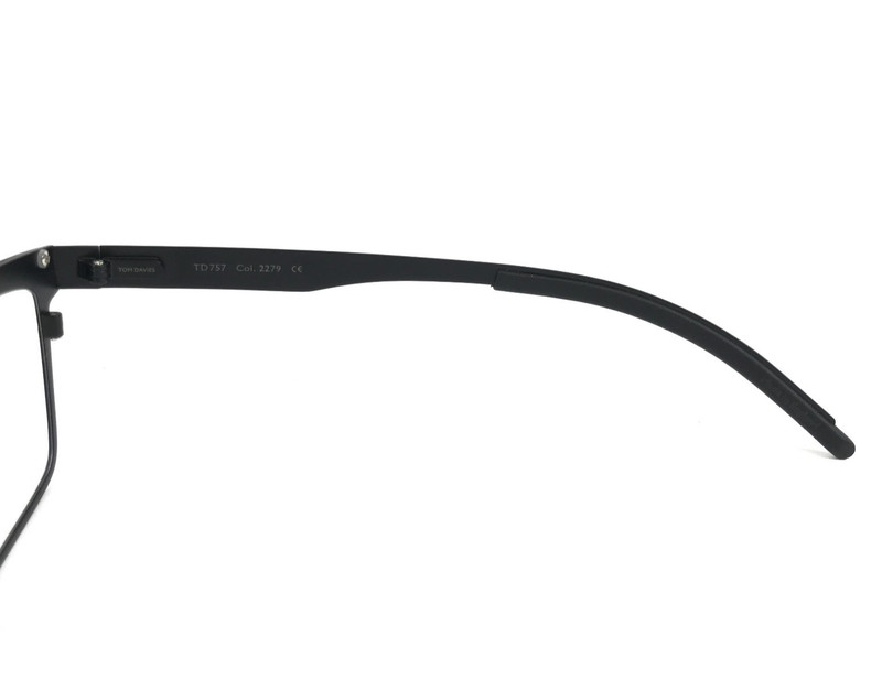Tom Davies Eyeglasses Frames TD757 Col. 2279 Matte Black Gray Square 54-18-140 gallery