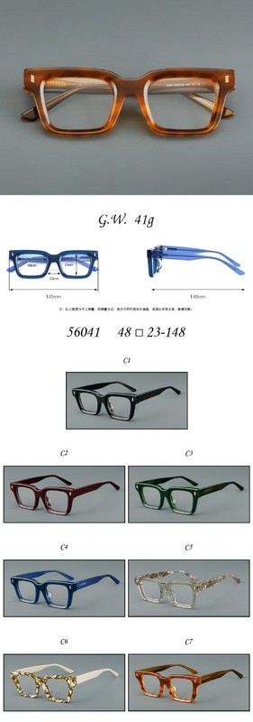 Fashion Acetate Eyeglass Frames Square Glasses Brown Retro Eyewear 48 23-148mm gallery
