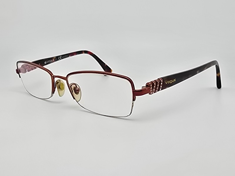 Vogue VO3813-B 811 Brown Rhinestone Semi-Rimless Eyeglasses Frame w/ Case 51mm gallery