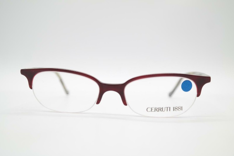 Vintage Cerruti 1881 C 2203 Burgundy Olive Half Rim Glasses Frame NOS