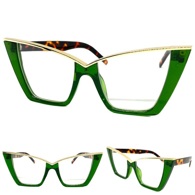Classic Elegant Vintage Retro Cat Eye Style Clear Lens EYE GLASSES Green Frame