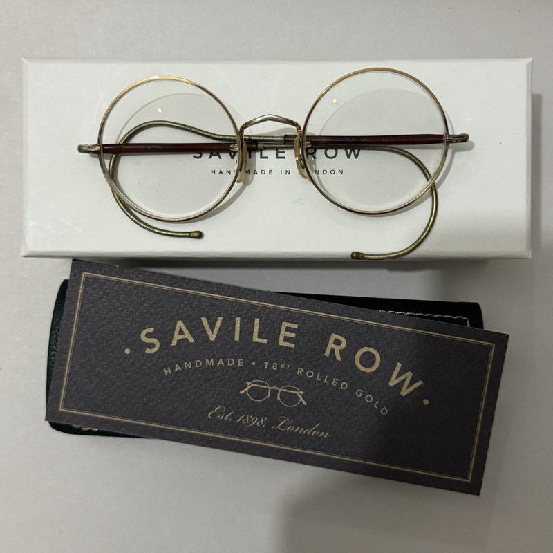 Savile Row Algha Round 18K Gold Metal Full Rim Vintage Eyeglasses Frames 47-20