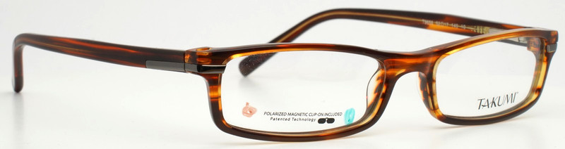 TAKUMI T9658 Clip 010 Brown Horn Unisex Rectangle Eyeglasses 52-17-140 B:24 gallery