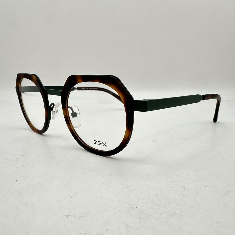 Zen Unisex Bazin Irregular Thin Full Rim Eyeglasses 241222 Havana/Green