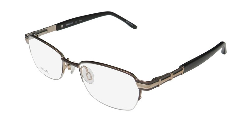 NEW ARISTAR 16370 EYEWEAR WOMENS 46-17-130 RECTANGULAR 535 BROWN HALF-RIM METAL