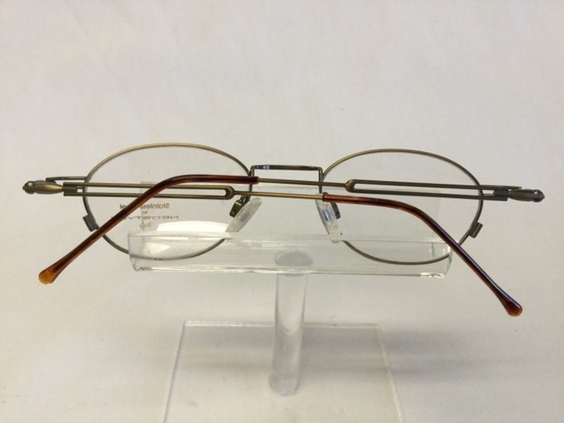 Vintage NeoStyle Eyeglasse Boston 43 S Antique Gold Oval Art Deco Metal Hipp gallery
