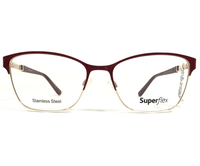 SuperFlex Eyeglasses Frames SF-537 S106 Red Gold Cat Eye Square 55-17-140