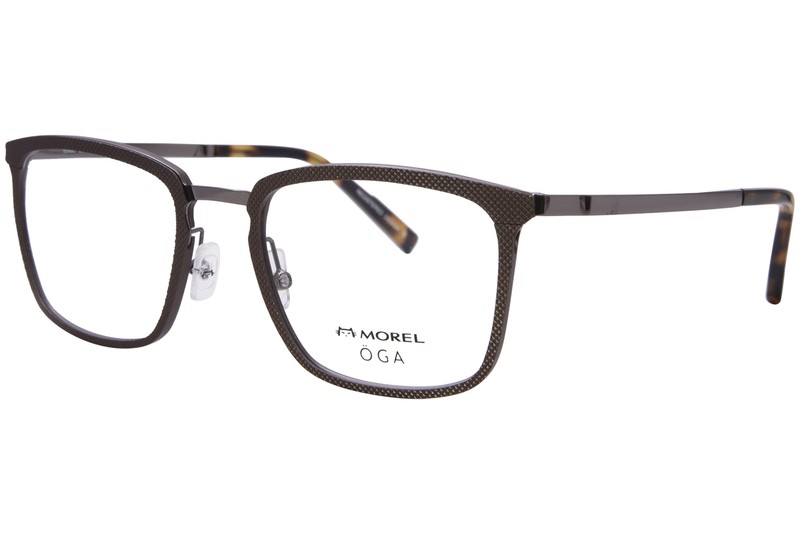 Morel OGA 10149O MG12 Eyeglasses Men’s Brown/Grey Full Rim Square Shape 55mm