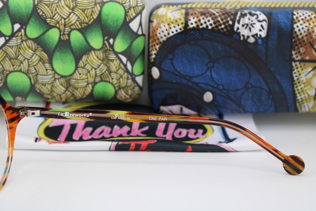 NEW L.A. EYEWORKS GUILL 984 BLUE ORANGE BROWN YELLOW AUTHENTIC EYEGLASSES 43-20 gallery