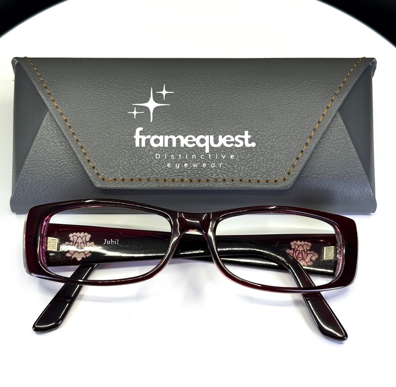 VTG JUBILEE BURG CRYSTAL Womens Burgundy Rectangle Eyeglasses FRAMES ONLY