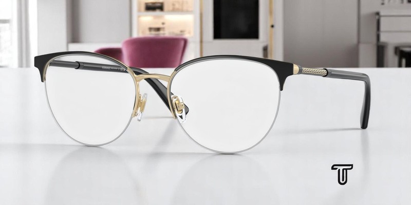 VERSACE VE1247 1252 Black Pale Gold Demo Lens 52 mm Women’s Eyeglasses