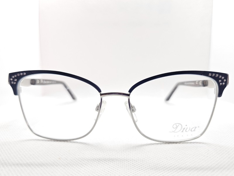 Diva 5588 137 Blue & Silver Eyeglasses Frames 54-17-145 Made In Italy gallery