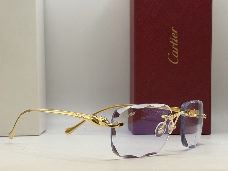 Cartier CT0061O Panthere Gold Wire Eyeglasses Wave cut Clear lens 130mm.