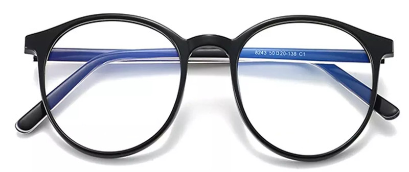 Black Round Lightweight Unisex Eyeglass Frames Fashion Glasses