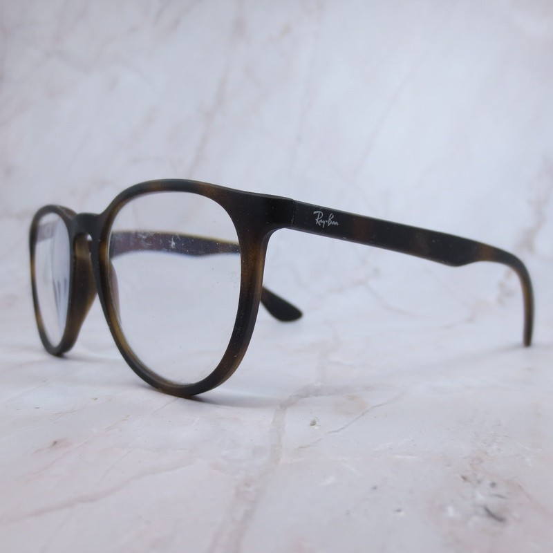 Ray-Ban Erika RB7046 5365 Matte Dark Tortoise Round Eyeglasses 51-18-140 Mens gallery