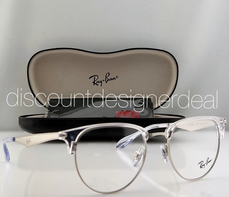 Ray-Ban Clubmaster Round RB6396 2936 Eyeglasses Clear Silver Frame 51mm NEW gallery