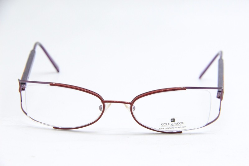 NEW GOLD & WOOD PARIS RED PURPLE C07.18 AUTHENTIC FRAMES EYEGLASSES 50-18 gallery