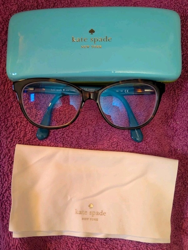 Kate Spade Eyeglasses, Hard Case And Cloth Karlee FZL 140 Havana Turquoise
