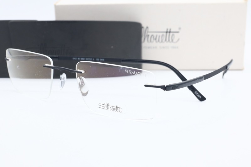 New Silhoutte 5412 40 6062 Rectangle Black Eyeglasses Clear Lenses 53mm