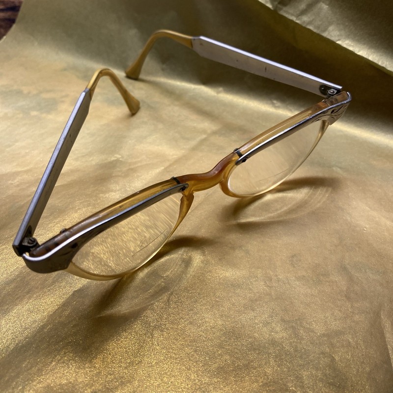 1960's LADIES 44[]22 VINTAGE USA 5 1/2 MULTI-CLR CATS EYE EYEGLASSES FRAME gallery