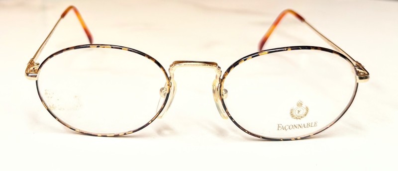 New Vintage Faconnable Eyeglasses Gold Filigree Tortoise Temples Discontinued
