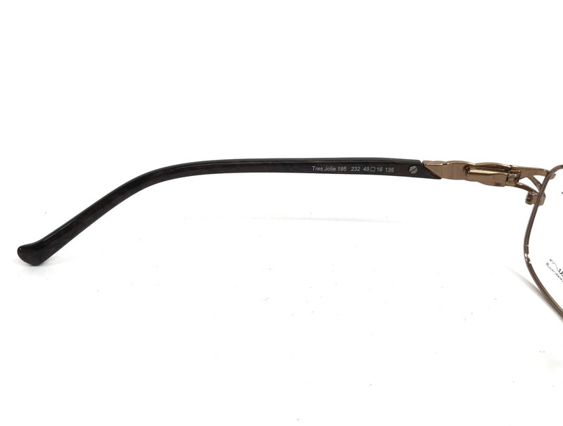Tres Jolie Eyeglasses Frames 195 232 Brown Gold Rectangle Wire Rim 49-16-135 gallery