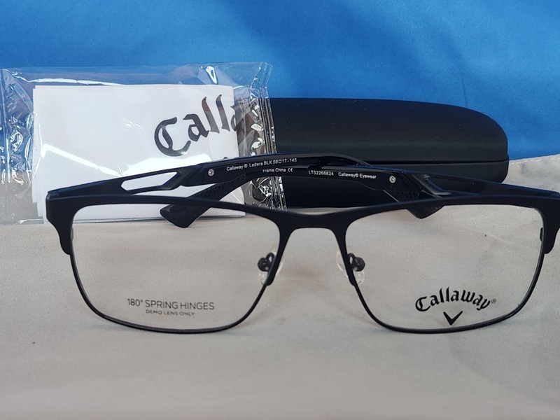 New Men’s Callaway Eyeglass Frame Ladera Black Metal 58-17-145