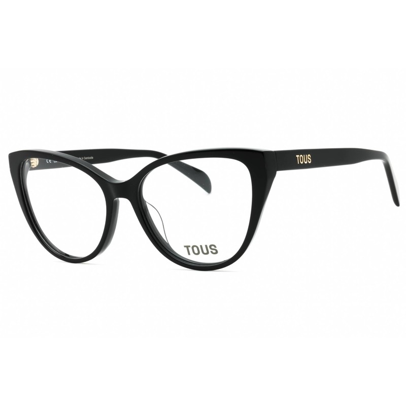 Tous Women’s Eyeglasses Shiny Black Acetate Cat Eye Full Rim Frame VTOB95 0700