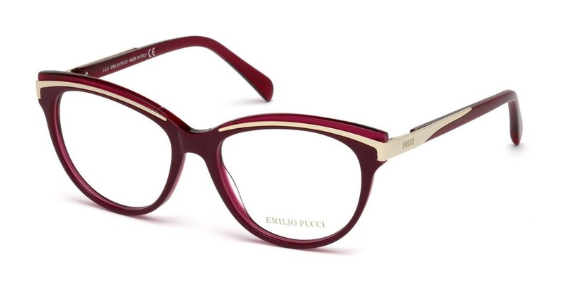 Emilio Pucci EP 5038 068 Red & Gold Plastic Cat Eye Eyeglasses Frame 53-16-135