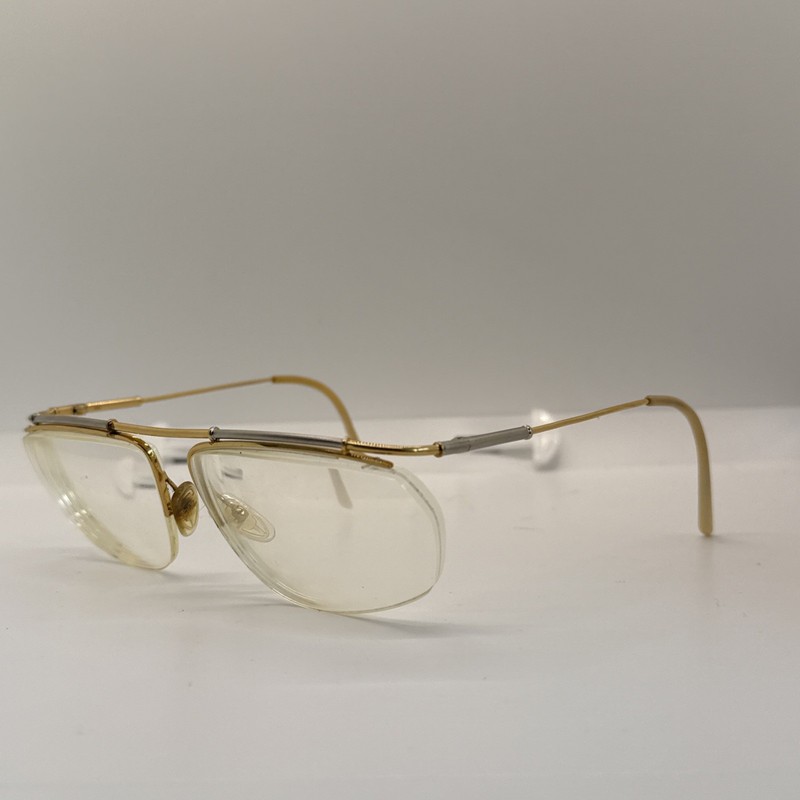 LOGO Paris Eyeglasses Half Rim Metal Frame 006 Gold Cream France 80’s.
