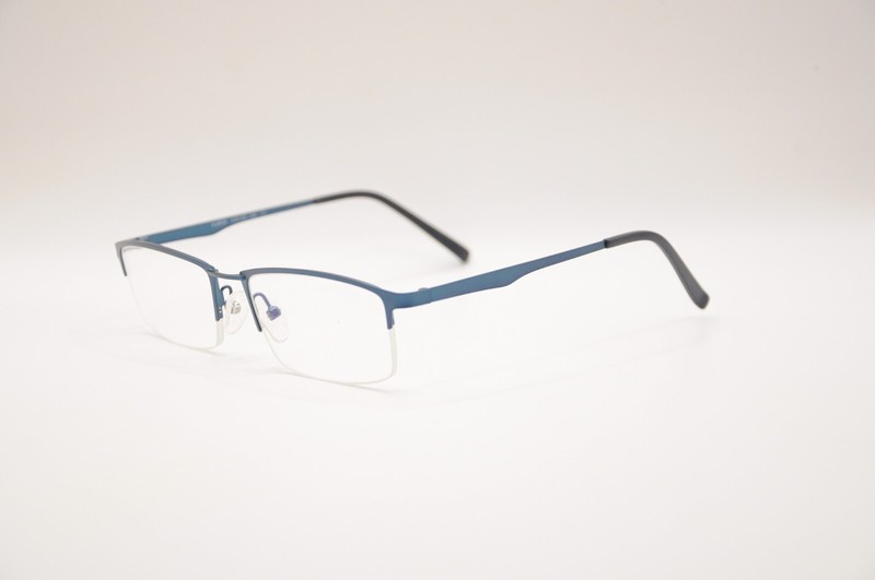 EYEBUYDIRECT FUROX RECTANGULAR HALF RIM EYEGLASS FRAMES BLUE 53-18-140 NEW* gallery