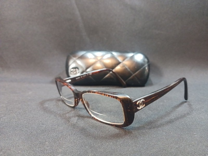 Rare Authentic Chanel 3188 c.1204 53mm Brown Tweed Frames Glasses Italy W/Case