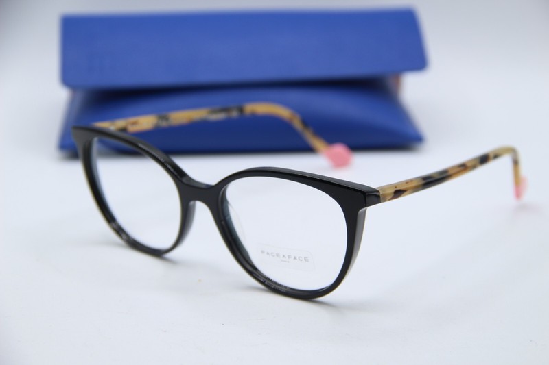 NEW FACE A FACE NORMA 2 COL 100 BLACK TORT AUTHENTIC EYEGLASSES W/CASE 53-17