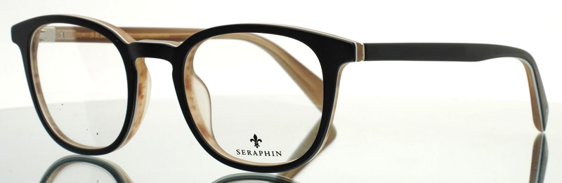 SERAPHIN Pullman 8331 Black Sand Mens Square Full Rim Eyeglasses 47-21-145 B:39