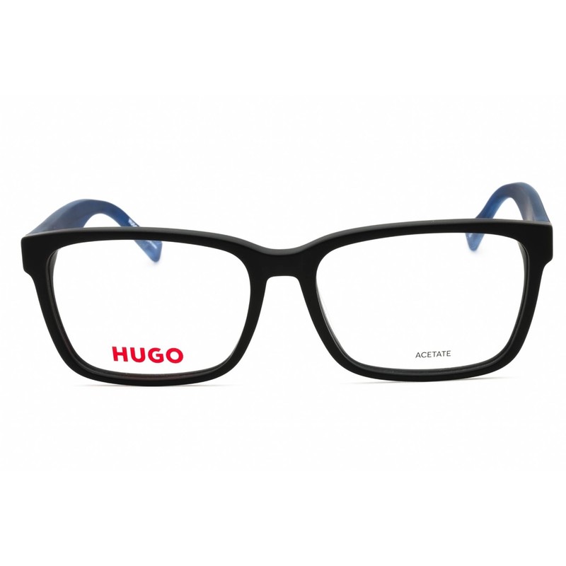 Hugo Unisex Eyeglasses Matte Black Plastic Rectangular Full Rim HG 0182 0003 00 gallery