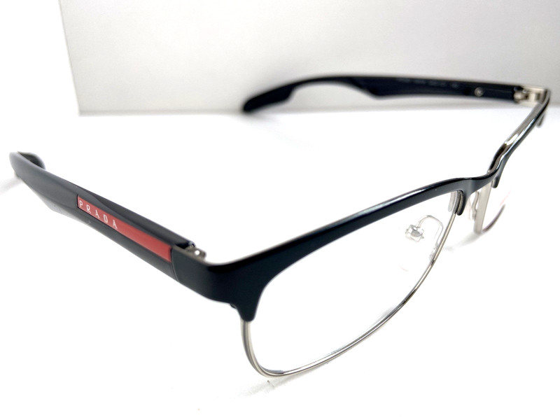PRADA Sport VPS 54D GAQ-1O1 53mm Black Semi-Rimless Men's Eyeglasses Frame Italy gallery