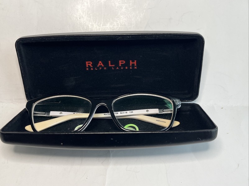 Ralph Lauren Women's Eyeglasses RA7044 1139 Black White 52-16-135 Frames Only gallery