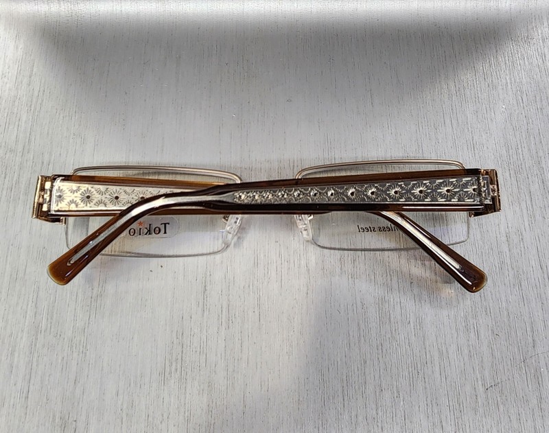 TOKIO Eyeglasses 1582 Frames 55-18-140 Gold Semi Rimless NEW gallery
