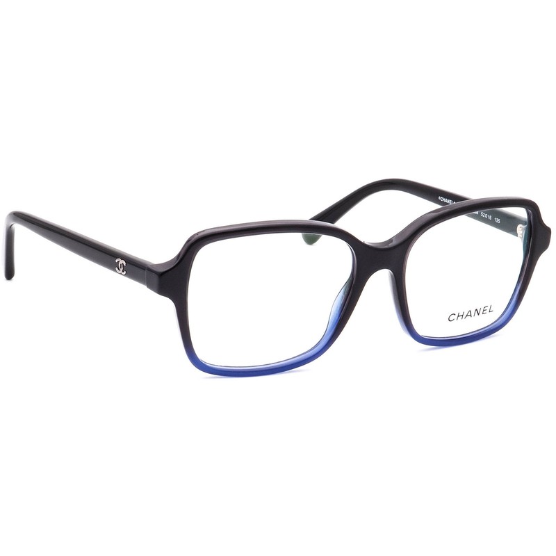 Chanel Eyeglasses 3339 c.1558 Black Blue Fade Square Frame Italy 52[]16 135