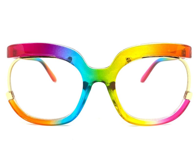 Oversized Vintage Retro Style Clear Lens EYE GLASSES Large Rainbow Optical Frame gallery