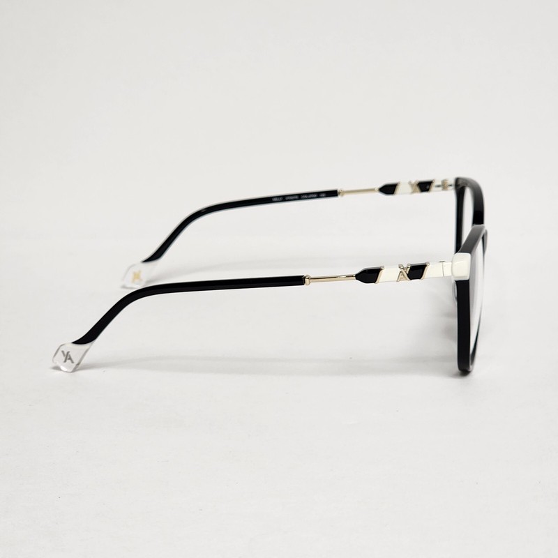 YALEA Nelly VYA070 Women's Square Glasses in Black / White w/ Gold | 54mm gallery